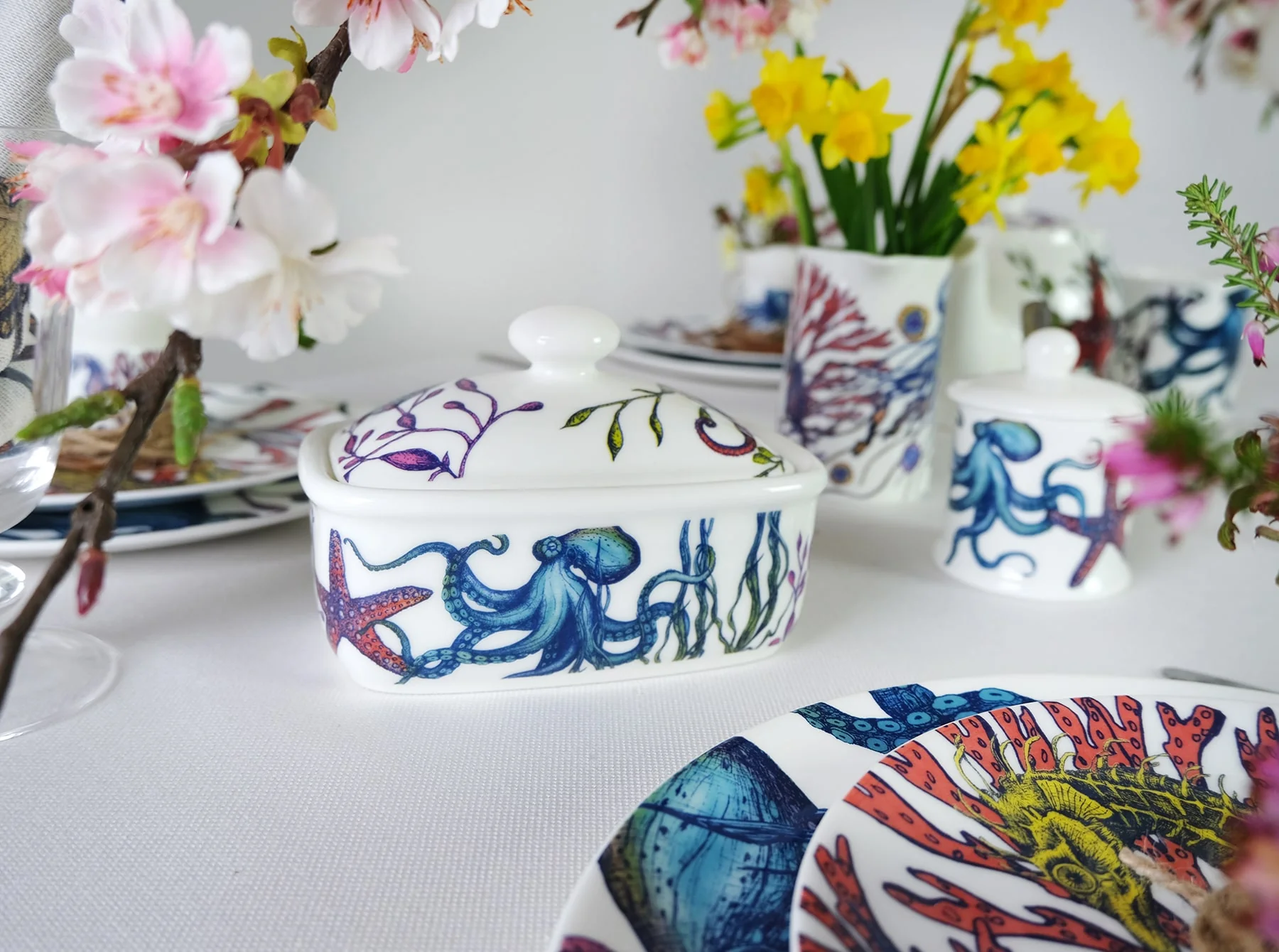 Bone China Reef Butter Dish - Image 4