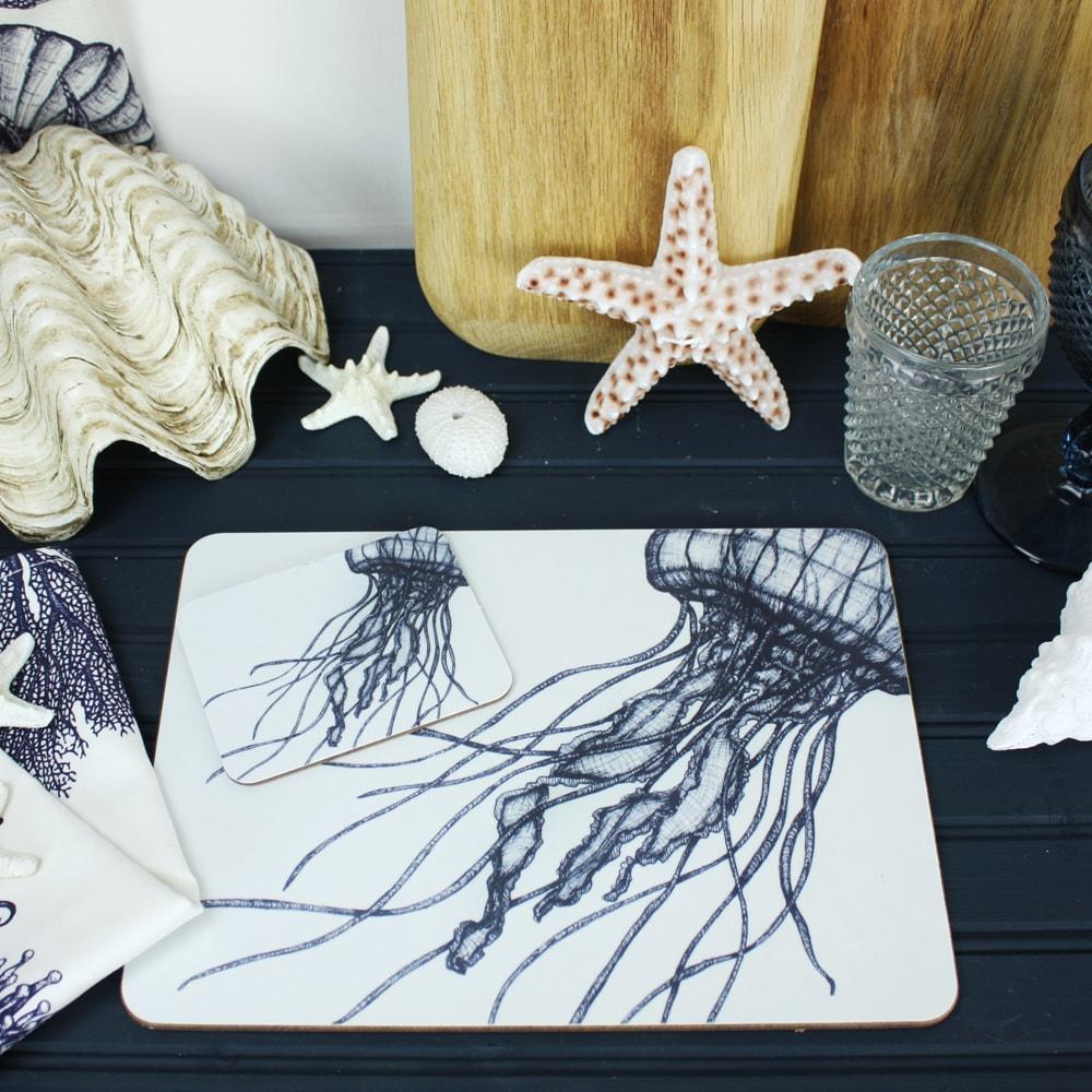Blue And White Jellyfish Design Placemat - Image 3